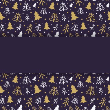 Noel arkaplanı, ağaç simgeleri ve telif alanı. Vektör