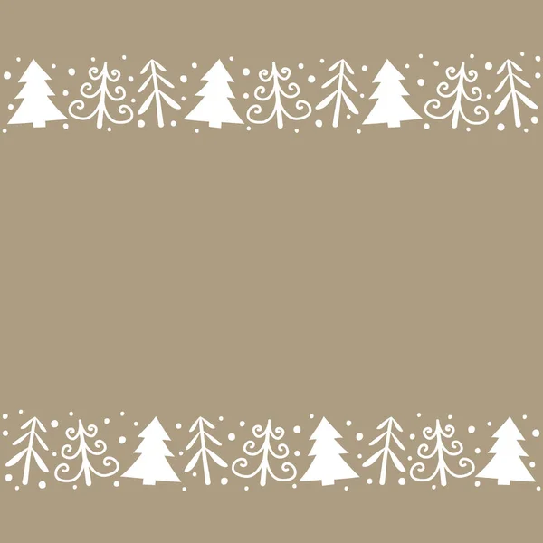 Christmas Background Hand Drawn Trees Copyspace Vector — Stock Vector