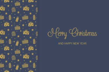 Noel hediyesi kutulu tebrik kartı kavramı. Vektör