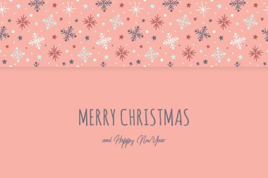 Arka planda dilekleri olan el yapımı kar taneleri. Noel tebrik kartı. Vektör