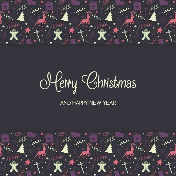 Carte Voeux Noël Avec Décorations Festives Vecteur — Image vectorielle
