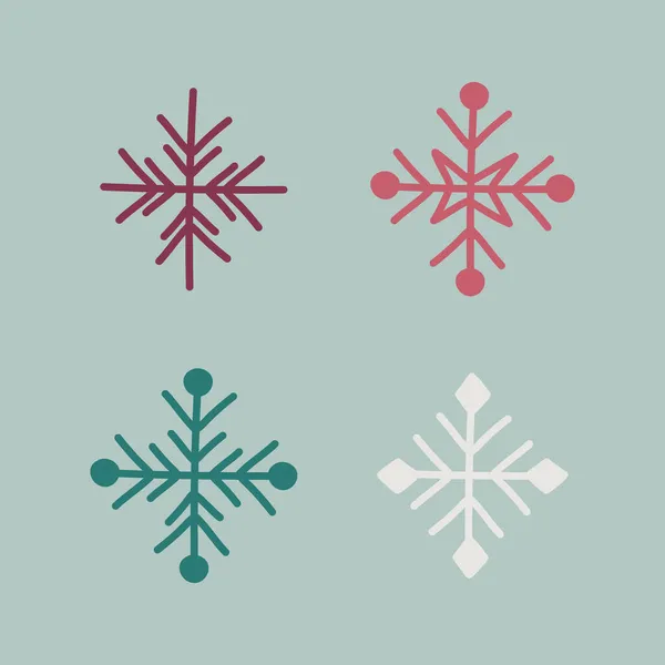Colección Iconos Navidad Dibujados Mano Copos Nieve Vector — Vector de stock