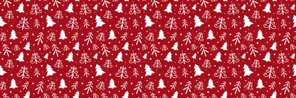 Modèle Noël Avec Des Arbres Dessinés Main Vecteur — Image vectorielle