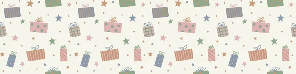 Muster Mit Weihnachtsgeschenkschachteln Wallpaper Konzept Banner Vektor — Stockvektor