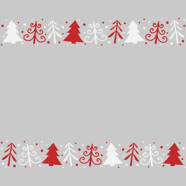 Disposition Carte Noël Dessinée Main Avec Des Arbres Vecteur — Image vectorielle