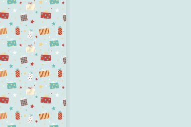 Boş arkaplan kavramı ve elle çizilmiş hediye kutuları. Noel tasarımı. Vektör