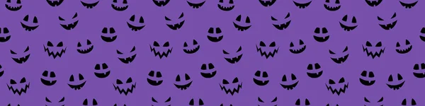 Halloween Banner Med Rolig Pumpa Lykta Ansikte Sömlös Konsistens Vektor — Stock vektor