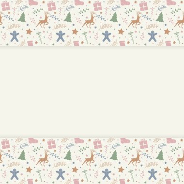 Festivalsel süslerle dolu boş bir arkaplan kavramı. Noel tasarımı. Vektör