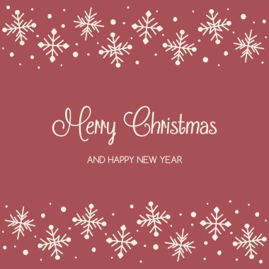 İçinde kar taneleri ve dilekler olan bir Noel kartı. Vektör