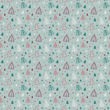 Noel ağaçlarıyla kusursuz desen. Panoramik başlık. Vektör