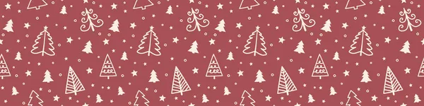 Diseño Patrón Sin Costuras Con Árboles Navidad Cabecera Panorámica Vector — Archivo Imágenes Vectoriales