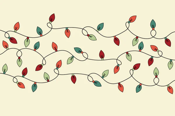 Banner Navidad Con Luces Dibujadas Mano Vector — Archivo Imágenes Vectoriales