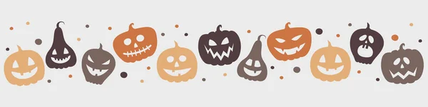 Antecedentes Com Abóboras Assustadoras Banner Halloween Vetor — Vetor de Stock