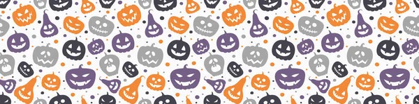 Banner Halloween Com Abóboras Engraçadas Papel Parede Vetor — Vetor de Stock