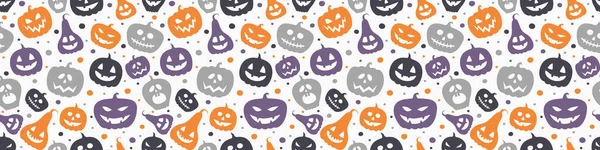 Halloween Banner Med Roliga Pumpor Bakgrund Vektor — Stock vektor