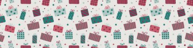Xmas hediye kutularının dizaynı. Noel konsepti. Pankart. Vektör