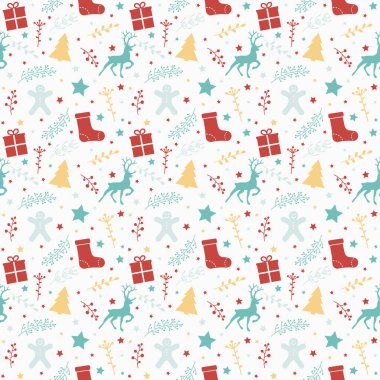 Noel süslemeleri ile kusursuz desen kavramı. Xmas geçmişi. Vektör