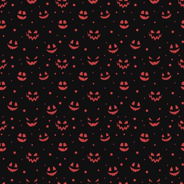 Cadılar Bayramı desenli komik balkabağı suratlı. Vektör