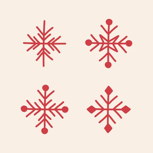 Ensemble Flocons Neige Noël Vecteur — Image vectorielle