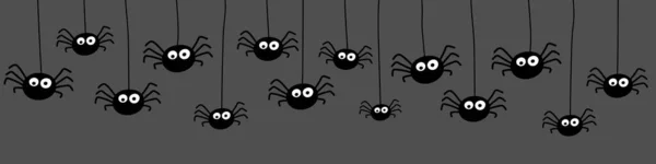 Aranhas Assustadoras Conceito Banner Halloween Vetor — Vetor de Stock