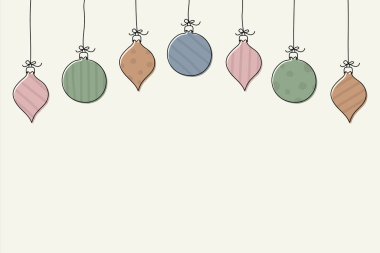 Noel toplarıyla donatılmış bir arkaplan tasarımı. Vektör