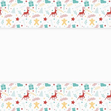 Festivalsel süslerle dolu boş bir arkaplan kavramı. Noel tasarımı. Vektör