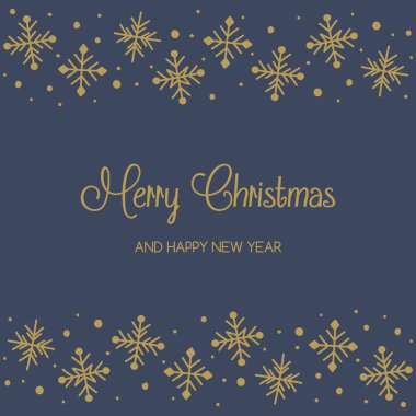 Elle çizilmiş kar taneleri ve dilekleri olan bir Noel kartı. Vektör