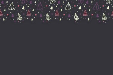 Noel arkaplanı elle çizilmiş ağaçlar. Vektör