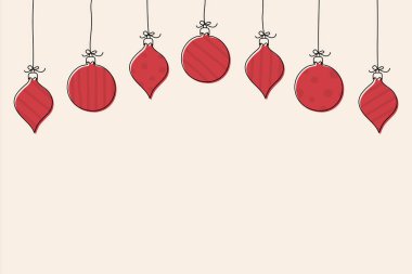 Noel toplarıyla donatılmış bir arkaplan tasarımı. Vektör