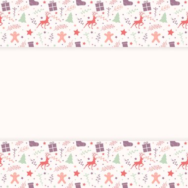 Noel süslemeleriyle dolu bir arka plan. Xmas tasarımı. Vektör