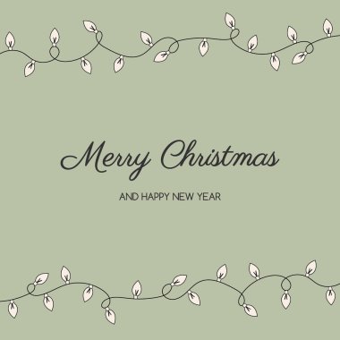 Noel tebrik kartı ve şenlik ışıkları. Vektör