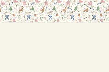 Festivalsel süslerle dolu boş bir arkaplan kavramı. Noel tasarımı. Vektör