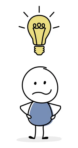 Θυμωμένος Stickman Λάμπα Σύμβολο Ιδέα Επιχειρηματική Ιδέα Διάνυσμα — Διανυσματικό Αρχείο