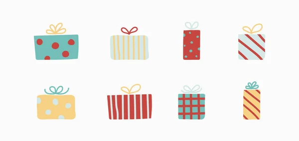 Conjunto Cajas Regalo Navidad Vector — Vector de stock