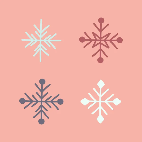 Diseño Los Iconos Navidad Los Copos Nieve Dibujados Mano Vector — Vector de stock