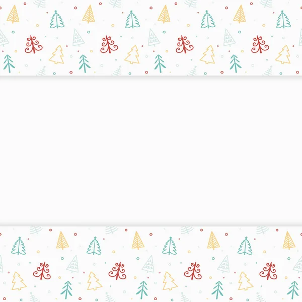 Fondo Navideño Con Árboles Dibujados Mano Copyspace Vector — Archivo Imágenes Vectoriales