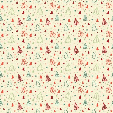 Noel ağaçlarıyla kusursuz desen. Panoramik başlık. Vektör