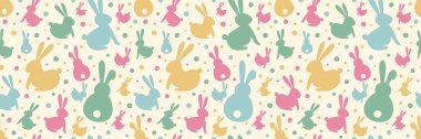 Paskalya arkaplanı ve dekoratif tavşanlar. Kusursuz bir doku. Pankart. Vektör