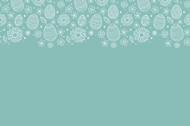 El yapımı yumurta ve çiçekli basit bir Paskalya arkaplanı. Vektör