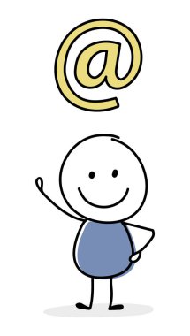 E- posta adresi simgesi olan gülen adam kavramı. Vektör