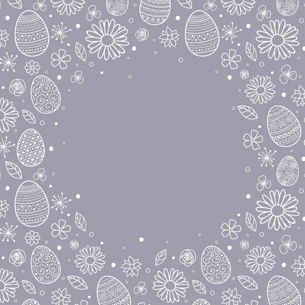 Modèle Carte Vœux Pâques Avec Œufs Fleurs Vecteur — Image vectorielle