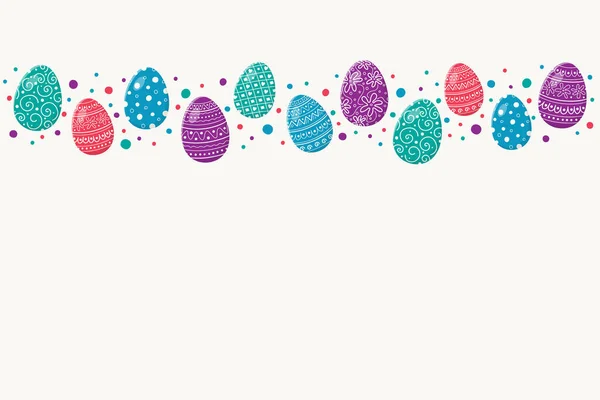 Fond Pâques Coloré Avec Des Œufs Décoratifs Affiche Avec Copyspace — Image vectorielle