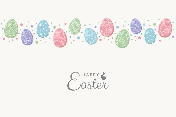 Feliz Pascua Tarjeta Felicitación Con Huevos Decorativos Sobre Fondo Blanco — Vector de stock