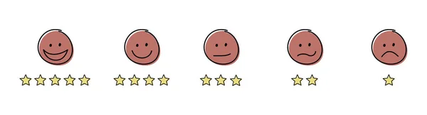 Classificação Estrelas Engraçada Com Emoticons Conceito Avaliação Vetor —  Vetores de Stock