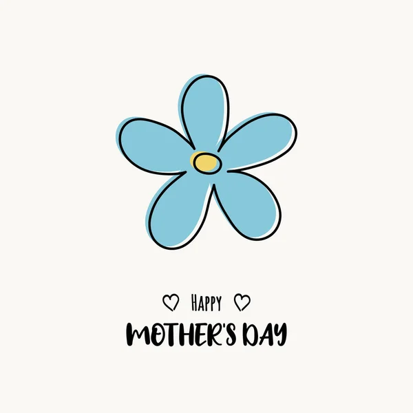 Dia Das Mães Conceito Cartão Com Flores Desenhadas Mão Saudações — Vetor de Stock