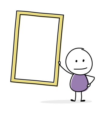 Boş tahta sembollü bir stickman düşünüyorum. Vektör