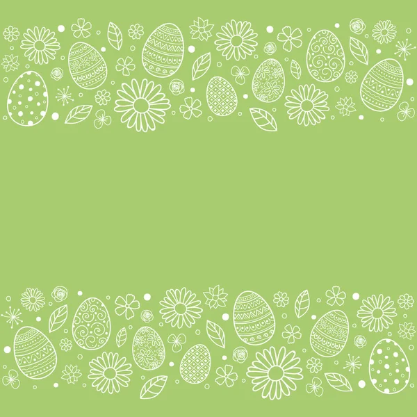 Template Easter Greeting Card Eggs Flowers Vector — Stock Vector