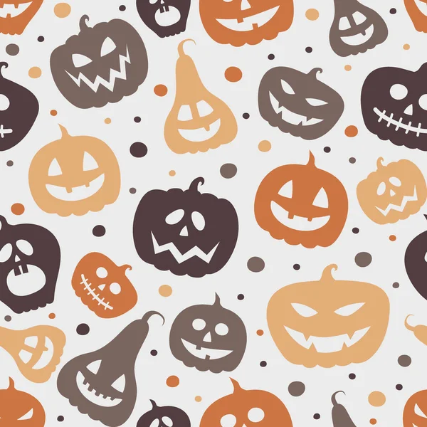 Grappige Halloween Textuur Met Pompoenen Naadloos Patroon Vector — Stockvector