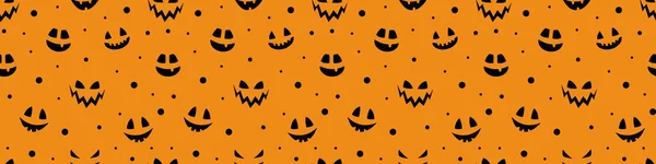 Papel Parede Assustador Halloween Com Rosto Abóbora Padrão Sem Costura — Vetor de Stock
