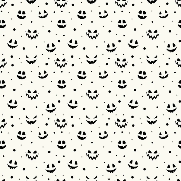 Halloween Pattern Creepy Pumpkin Face Seamless Texture Vector — Stock Vector